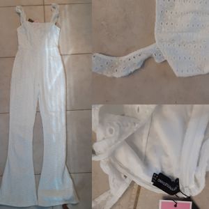 NWT Pretty Little Thing White Eyelet Lace Jumpsuit